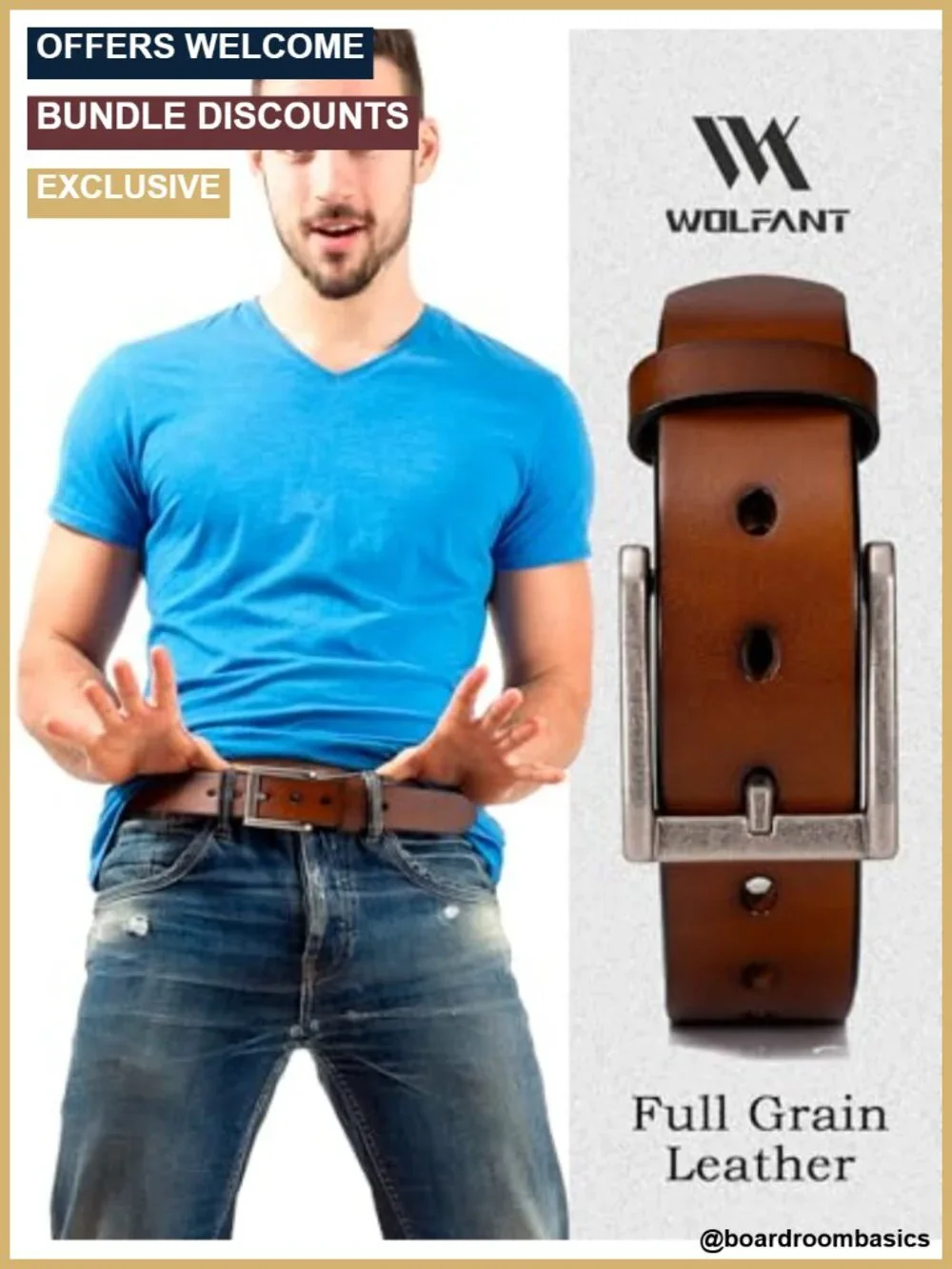 Genuine Full Grain Leather Belt - 1.5 Inch Heavy Duty Men's Belt